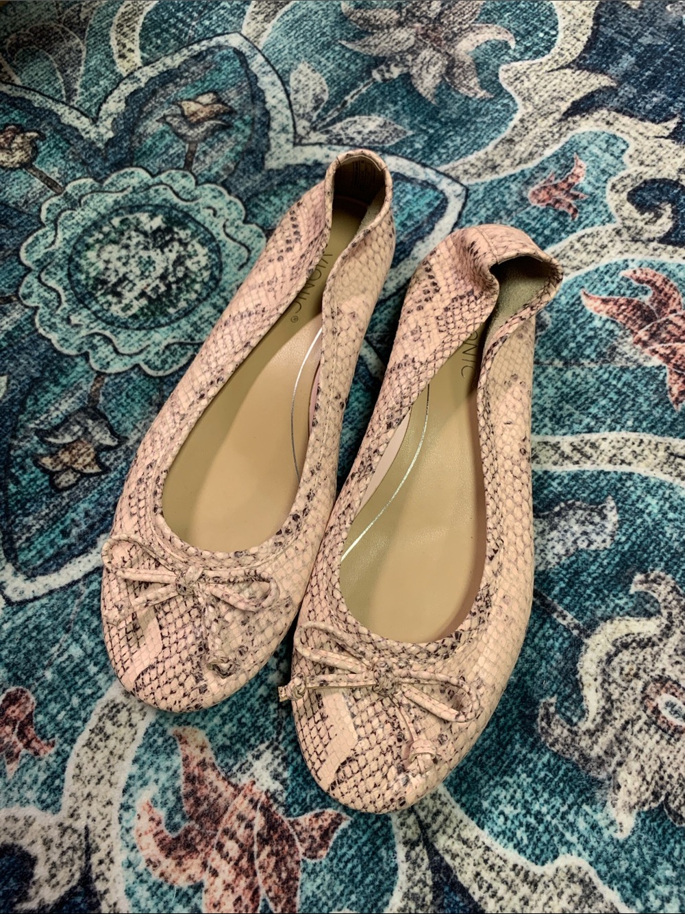 Vionic Callisto new ballet flats leather shoes qvc pink snake